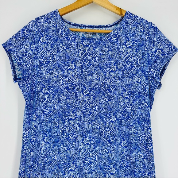 Lands' End Blue White Paisley Crew Neck Dress S - Picture 3 of 6